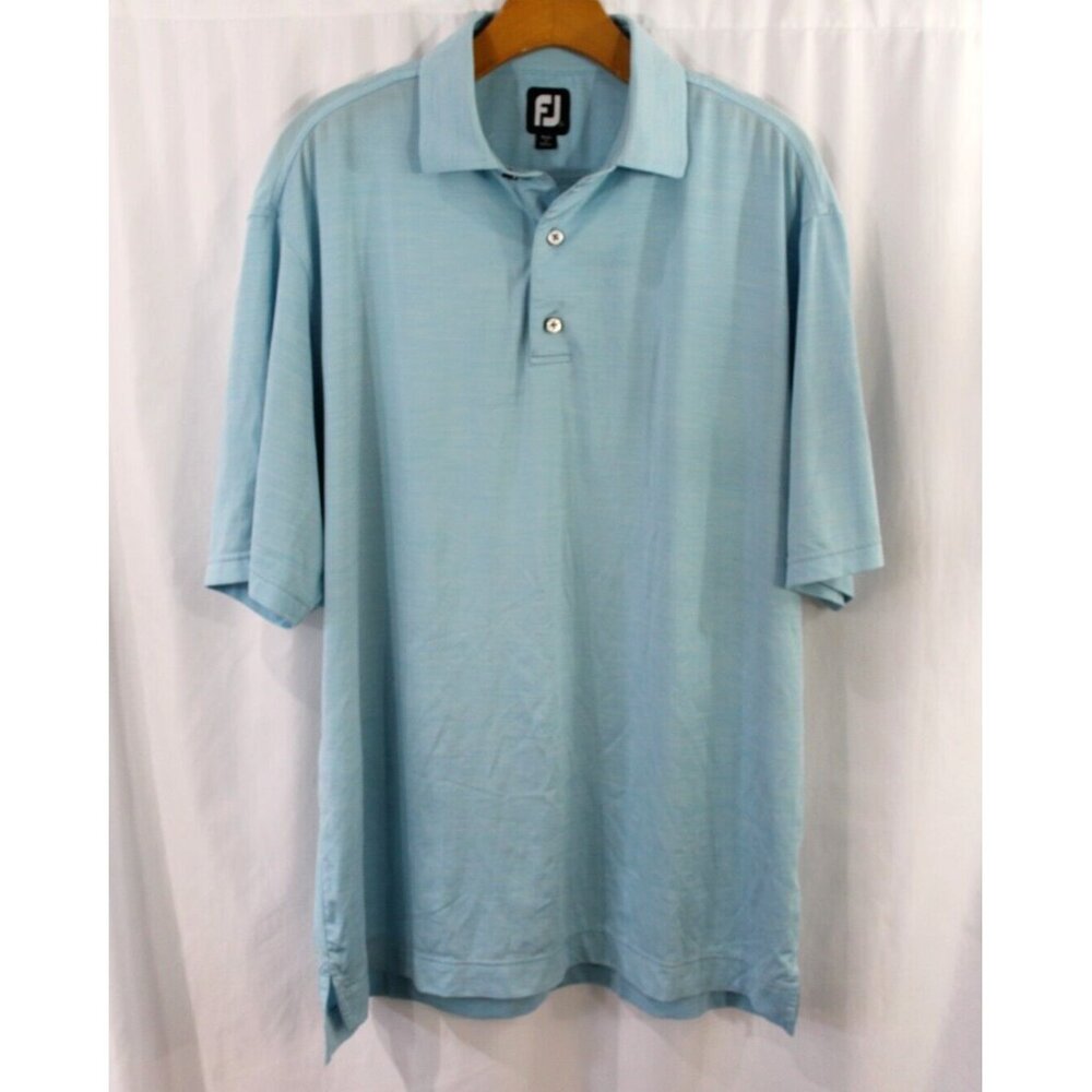 FootJoy Mens Light Blue Short Sleeve Performance Golf Polo Shirt L